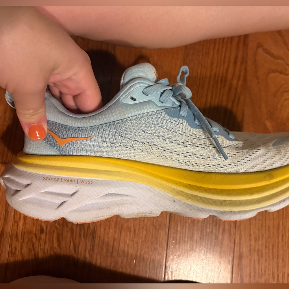 Hoka Women's Light Blue and Yellow Athletic Running Shoes - Picture 5 of 10